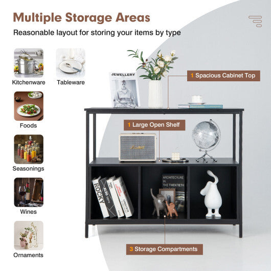 Modern Kitchen Buffet Sideboard with 3 Compartments-Rustic Brown LuxuryLifeWay Online Store