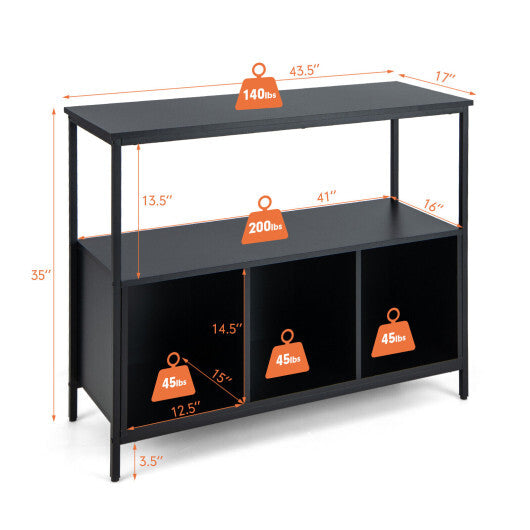 Modern Kitchen Buffet Sideboard with 3 Compartments-Rustic Brown LuxuryLifeWay Online Store