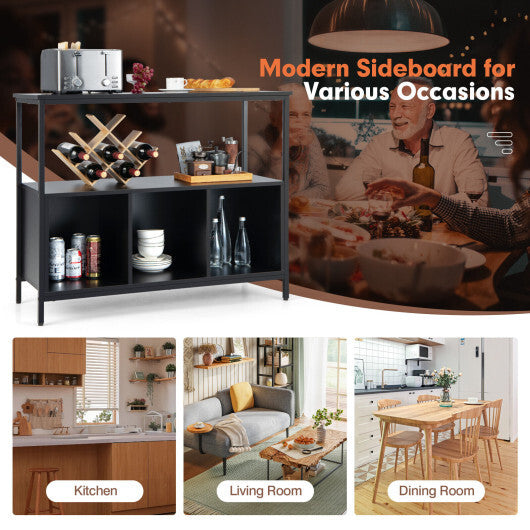 Modern Kitchen Buffet Sideboard with 3 Compartments-Rustic Brown LuxuryLifeWay Online Store