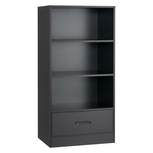 48 Inch Tall 4 Tiers Wood Bookcase with Drawer-Black - Color: Black - Size: 48 inches LuxuryLifeWay Online Store