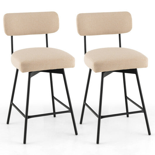 25 Inch 2-Piece Modern Upholstered Bar Stools with Back and Footrests-Beige LuxuryLifeWay Online Store