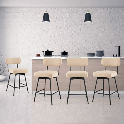 25 Inch 2-Piece Modern Upholstered Bar Stools with Back and Footrests-Beige LuxuryLifeWay Online Store