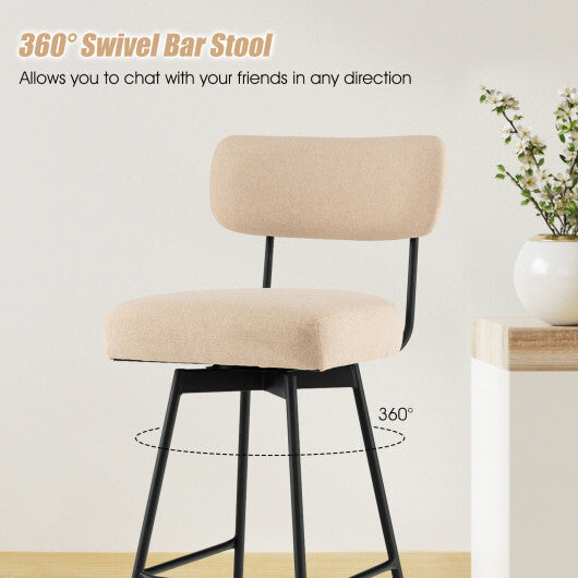 25 Inch 2-Piece Modern Upholstered Bar Stools with Back and Footrests-Beige LuxuryLifeWay Online Store