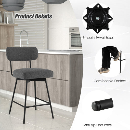 25 Inch 2-Piece Modern Upholstered Bar Stools with Back and Footrests-Beige LuxuryLifeWay Online Store