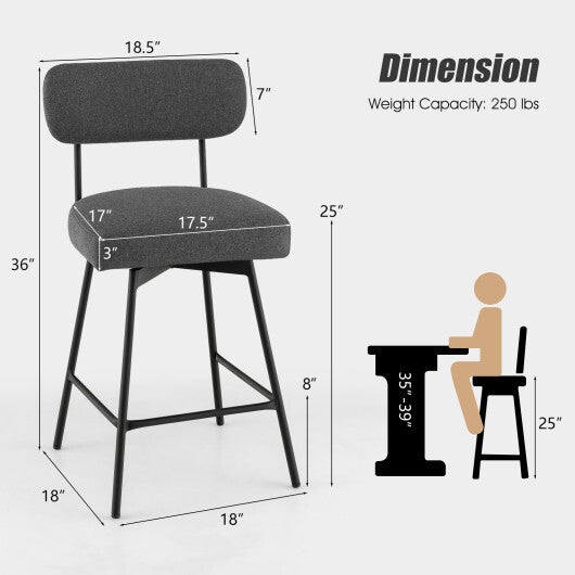 25 Inch 2-Piece Modern Upholstered Bar Stools with Back and Footrests-Beige LuxuryLifeWay Online Store