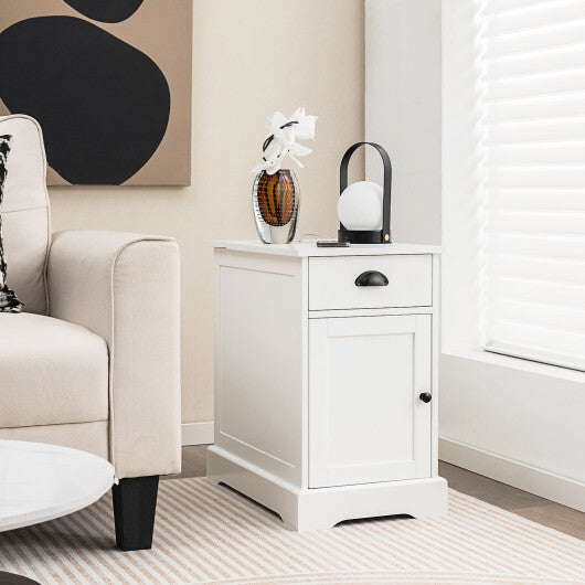 End Table with Charging Station and Flip Top-White LuxuryLifeWay Online Store