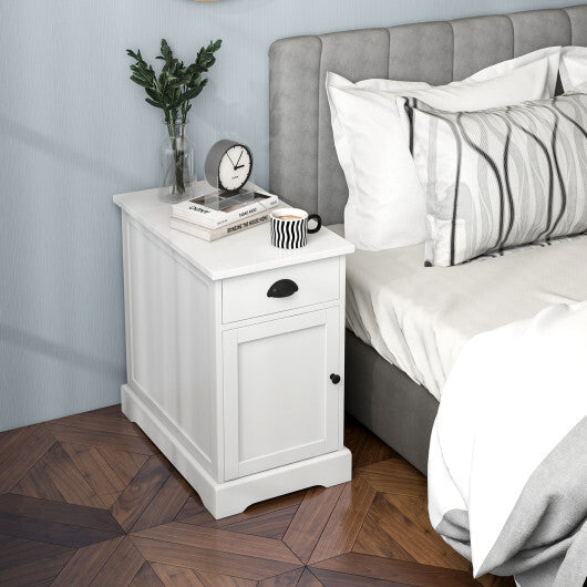 End Table with Charging Station and Flip Top-White LuxuryLifeWay Online Store