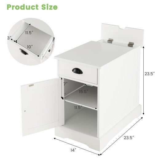 End Table with Charging Station and Flip Top-White LuxuryLifeWay Online Store