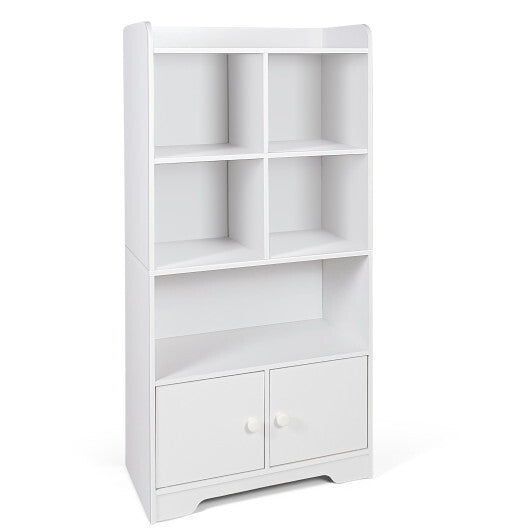 4 Tiers Bookshelf with 4 Cubes Display Shelf and 2 Doors-White - Color: White LuxuryLifeWay Online Store