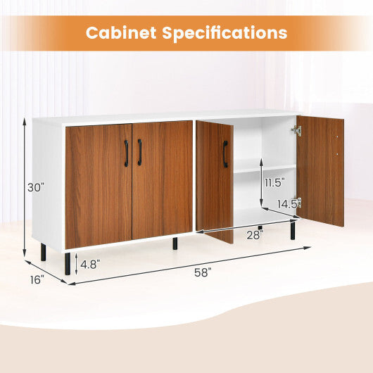 4-Door Kitchen Buffet Sideboard for Dining Room and Kitchen-White LuxuryLifeWay Online Store