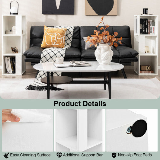 3-Tier 6 Cube Freestanding Bookcase with Anti-toppling Device-White