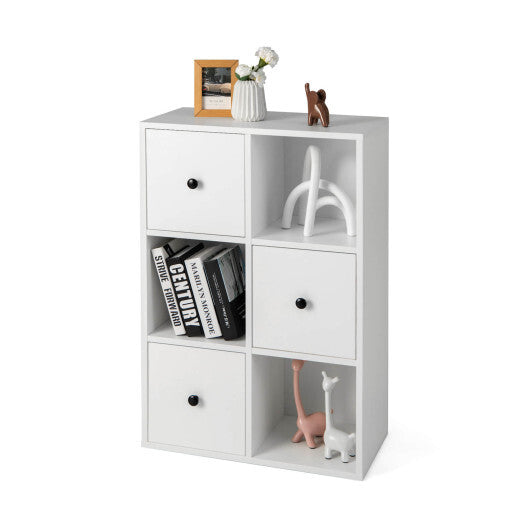 3-Tier Bookcase with Anti-toppling Device for Living Room-White - Color: White LuxuryLifeWay Online Store