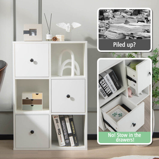 3-Tier Bookcase with Anti-toppling Device for Living Room-White - Color: White LuxuryLifeWay Online Store