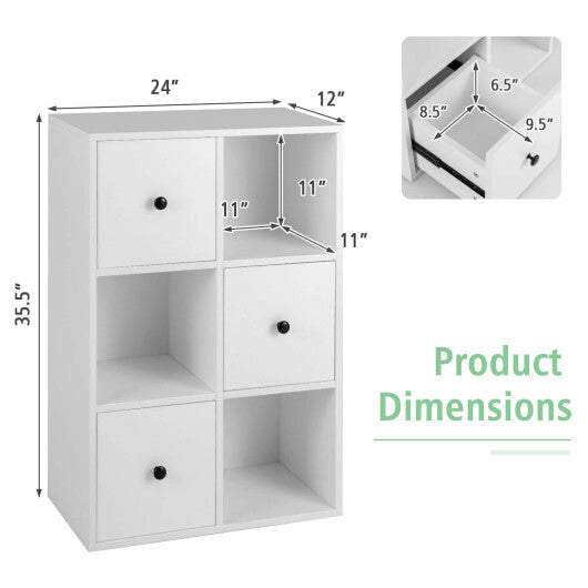 3-Tier Bookcase with Anti-toppling Device for Living Room-White - Color: White LuxuryLifeWay Online Store