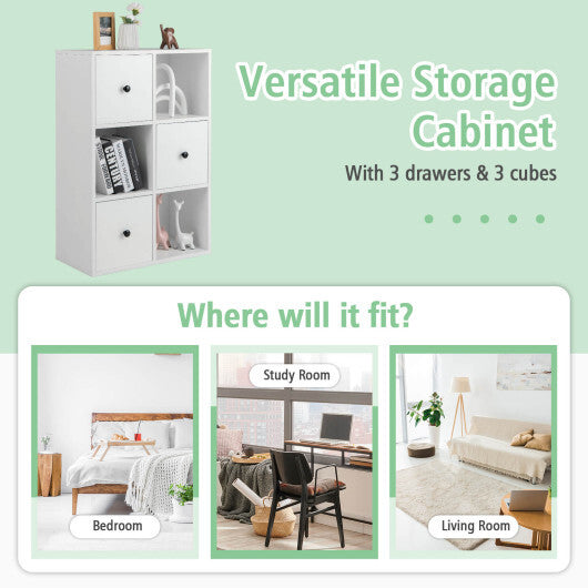 3-Tier Bookcase with Anti-toppling Device for Living Room-White - Color: White LuxuryLifeWay Online Store