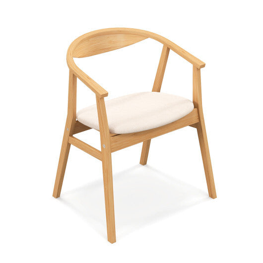 Bamboo Accent Chair with Armrest and Curved Backrest-Natural LuxuryLifeWay Online Store