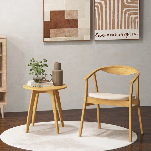 Bamboo Accent Chair with Armrest and Curved Backrest-Natural LuxuryLifeWay Online Store