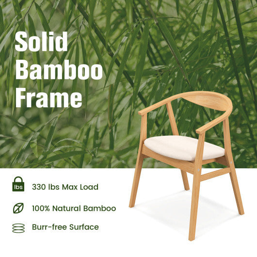 Bamboo Accent Chair with Armrest and Curved Backrest-Natural LuxuryLifeWay Online Store