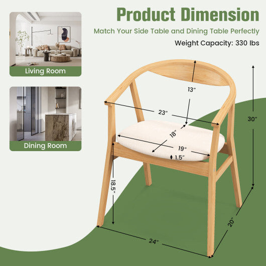 Bamboo Accent Chair with Armrest and Curved Backrest-Natural LuxuryLifeWay Online Store