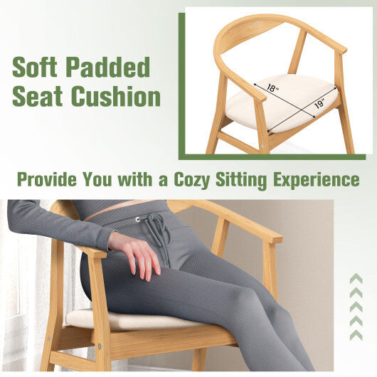 Bamboo Accent Chair with Armrest and Curved Backrest-Natural LuxuryLifeWay Online Store