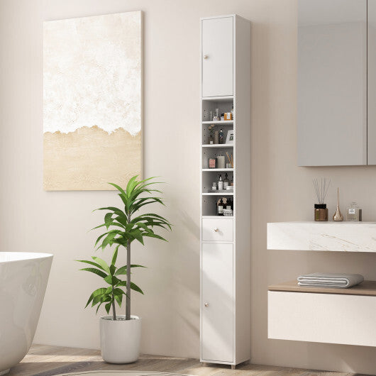 Freestanding Slim Bathroom Cabinet with Drawer and Adjustable Shelves-White LuxuryLifeWay Online Store