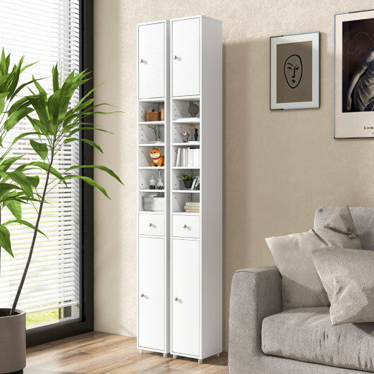 Freestanding Slim Bathroom Cabinet with Drawer and Adjustable Shelves-White LuxuryLifeWay Online Store