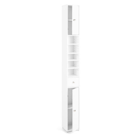 Freestanding Slim Bathroom Cabinet with Drawer and Adjustable Shelves-White LuxuryLifeWay Online Store