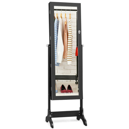 Lockable Mirrored Jewelry Cabinet Armoire Storage Organizer Box-White LuxuryLifeWay Online Store
