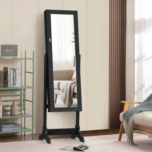 Lockable Mirrored Jewelry Cabinet Armoire Storage Organizer Box-White LuxuryLifeWay Online Store