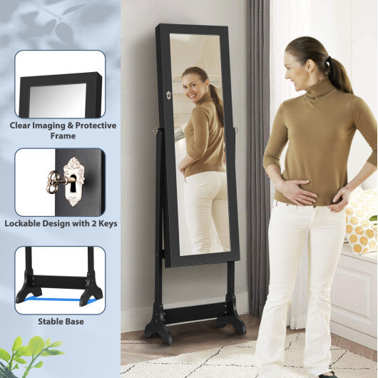 Lockable Mirrored Jewelry Cabinet Armoire Storage Organizer Box-White LuxuryLifeWay Online Store