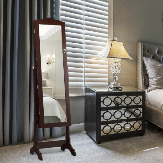 14 LED Jewelry Armoire Cabinet with Full Length Mirror and 4 Tilting Angles-White LuxuryLifeWay Online Store