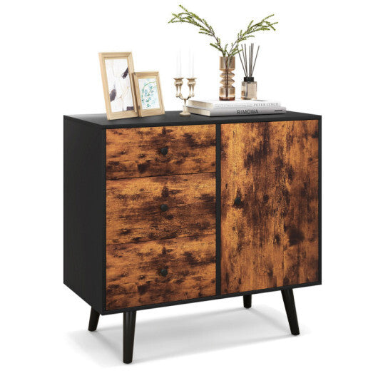 Mid-Century Wood Storage Cabinet with Door and 3 Drawers LuxuryLifeWay Online Store