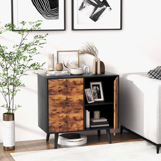 Mid-Century Wood Storage Cabinet with Door and 3 Drawers LuxuryLifeWay Online Store