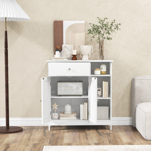 Bathroom Cabinet Floor Cabinet with Drawer and Open Compartments-White LuxuryLifeWay Online Store