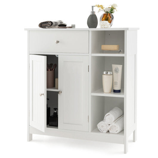 Bathroom Cabinet Floor Cabinet with Drawer and Open Compartments-White LuxuryLifeWay Online Store