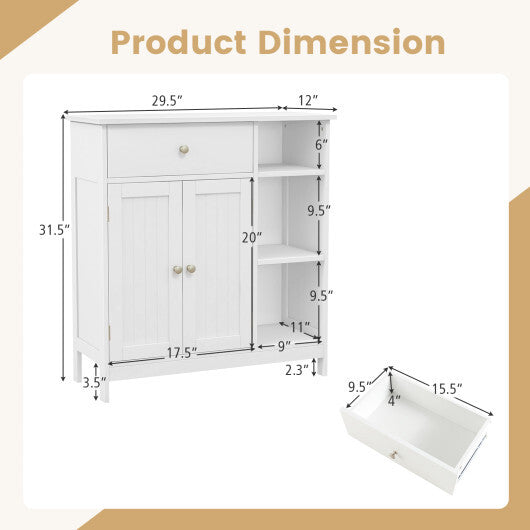 Bathroom Cabinet Floor Cabinet with Drawer and Open Compartments-White LuxuryLifeWay Online Store