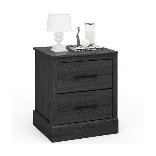Wood Compact Floor Nightstand with Storage Drawers-Dark Gray LuxuryLifeWay Online Store