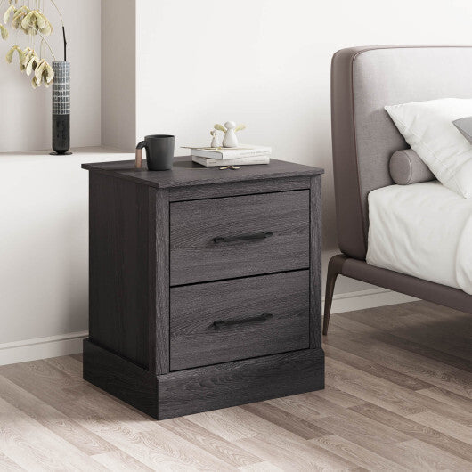 Wood Compact Floor Nightstand with Storage Drawers-Dark Gray LuxuryLifeWay Online Store
