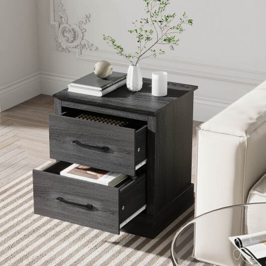 Wood Compact Floor Nightstand with Storage Drawers-Dark Gray LuxuryLifeWay Online Store