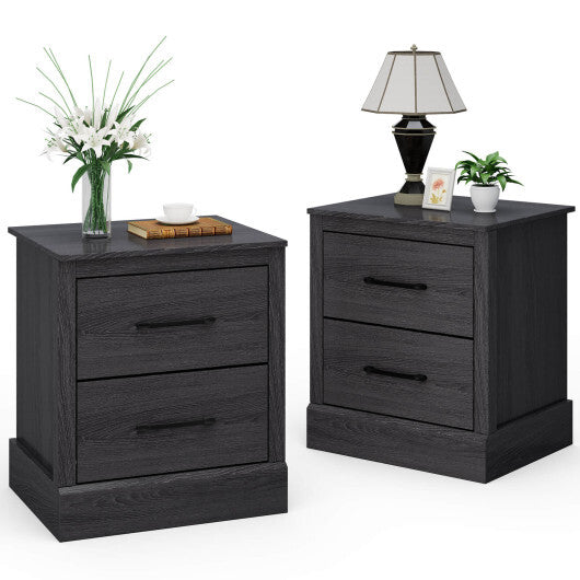 Wood Compact Floor Nightstand with Storage Drawers-Dark Gray LuxuryLifeWay Online Store