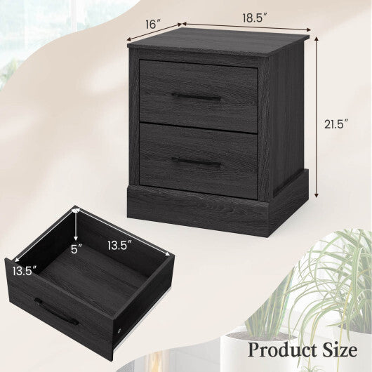 Wood Compact Floor Nightstand with Storage Drawers-Dark Gray LuxuryLifeWay Online Store