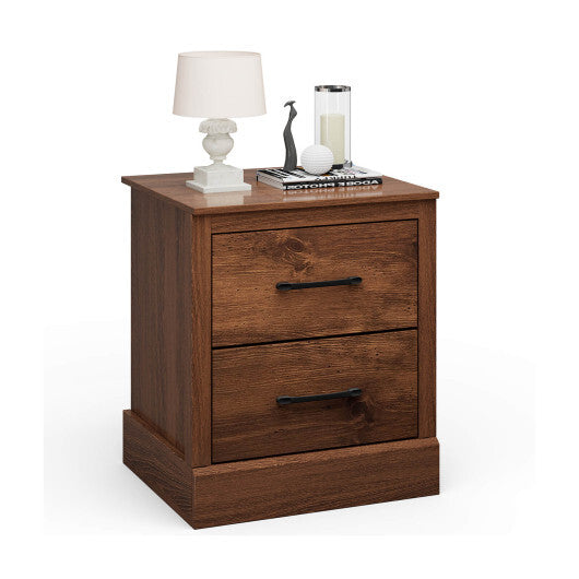 Wood Compact Floor Nightstand with Storage Drawers-Dark Gray LuxuryLifeWay Online Store