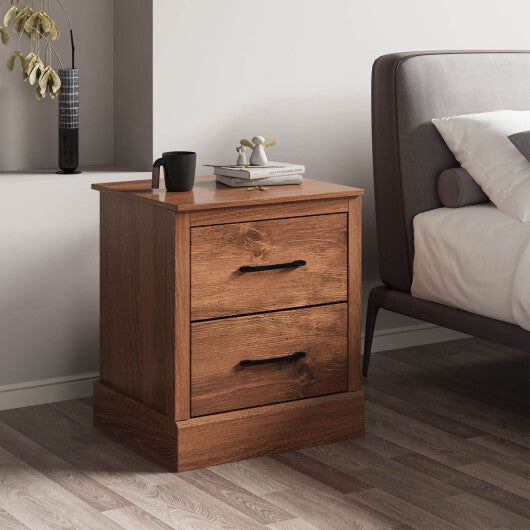Wood Compact Floor Nightstand with Storage Drawers-Dark Gray LuxuryLifeWay Online Store