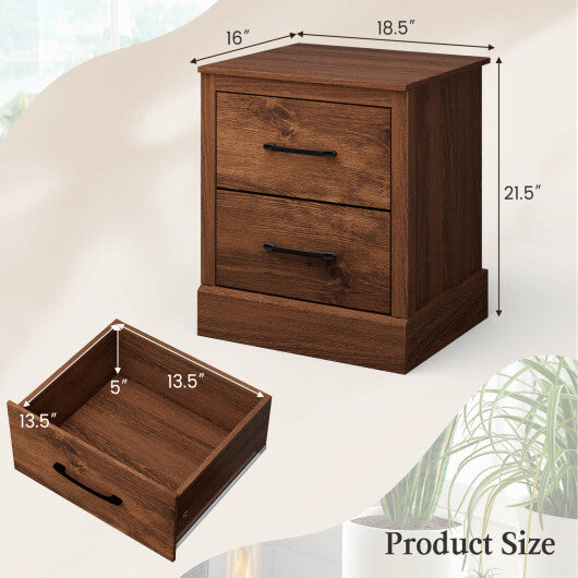 Wood Compact Floor Nightstand with Storage Drawers-Dark Gray LuxuryLifeWay Online Store