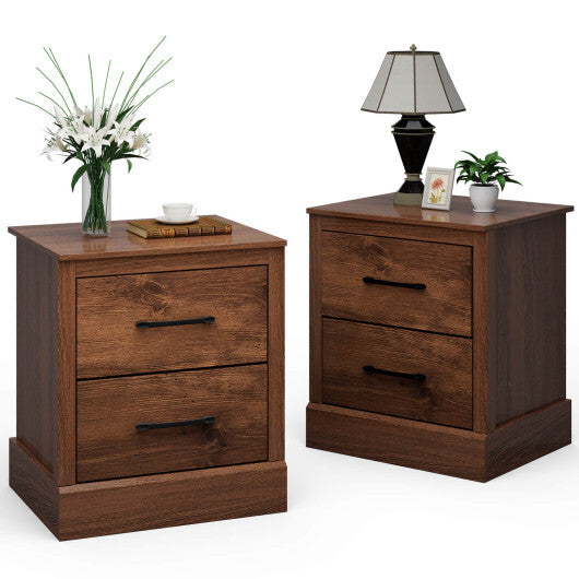 Wood Compact Floor Nightstand with Storage Drawers-Dark Gray LuxuryLifeWay Online Store