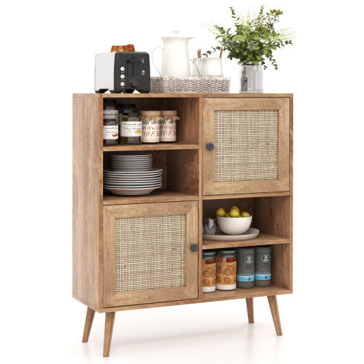 Rattan Buffet Cabinet with 2 Doors and 2 Cubbies-Natural LuxuryLifeWay Online Store