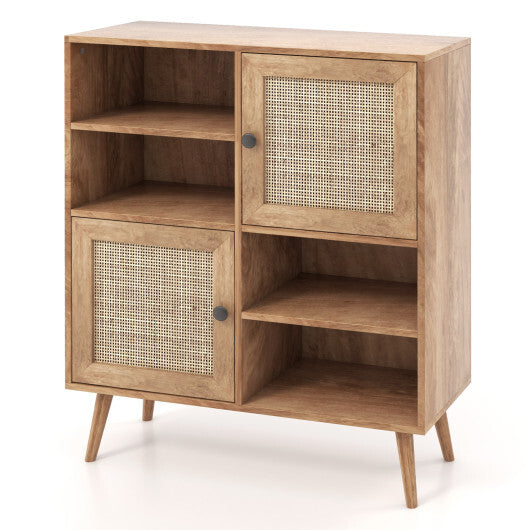 Rattan Buffet Cabinet with 2 Doors and 2 Cubbies-Natural LuxuryLifeWay Online Store