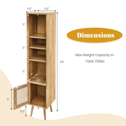 4 Tiers Rattan Storage Cabinet with Slim Design-Natural LuxuryLifeWay Online Store