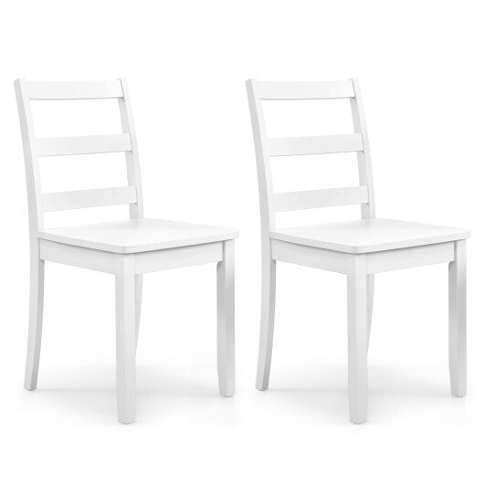 Set of 2 Wood Dining Chairs with Solid Rubber Wood Legs-White LuxuryLifeWay Online Store
