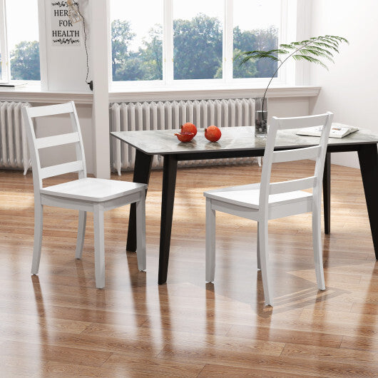 Set of 2 Wood Dining Chairs with Solid Rubber Wood Legs-White LuxuryLifeWay Online Store